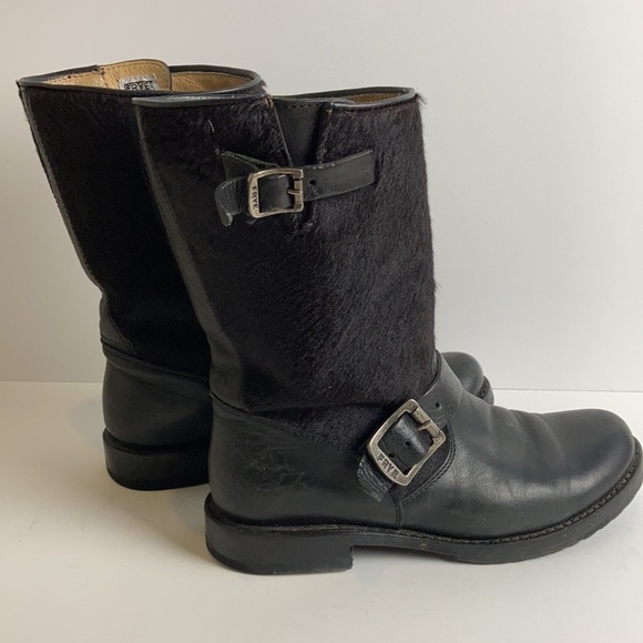 FRYE Veronica Leather Calf Hair Short Boot 6.5 Biker Western Y2K 90’s Grunge - Picture 2 of 16